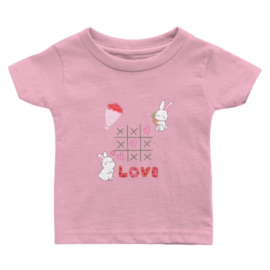 Sweet Bunny Love Tic Tac Toe Design Baby T Shirts
