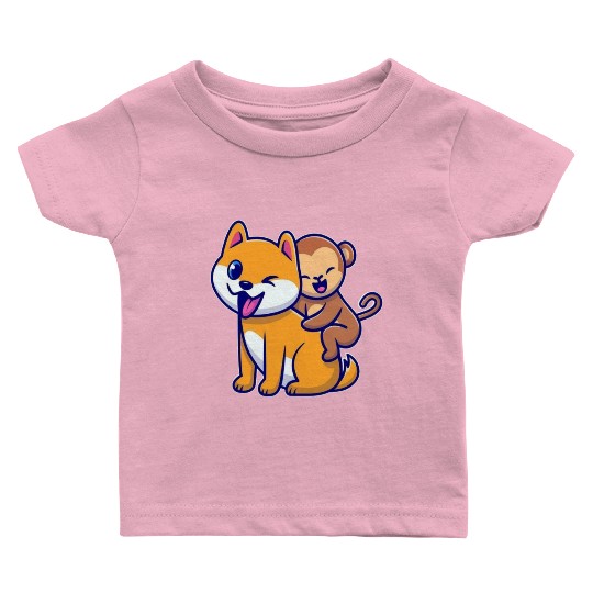 Cute Cartoon Animal Duo Design Baby T Shirts