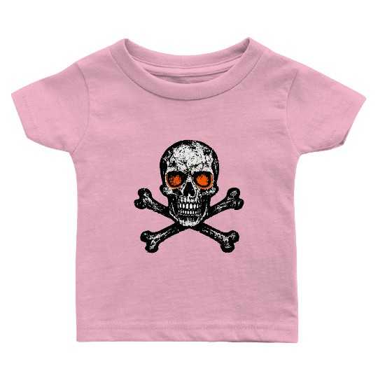 Grunge Skull Crossbones Orange Eyes Baby T Shirts