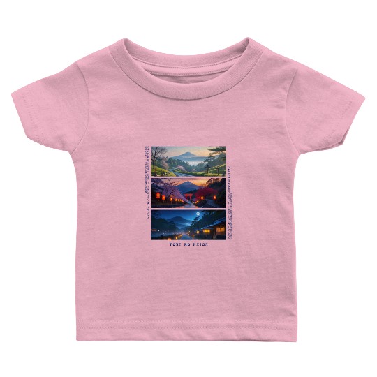 003 - Serene Mount Fuji Nightscapes Baby T Shirts