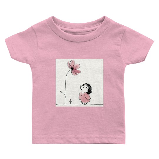 Whimsical Girl with Blossom Baby T Shirts