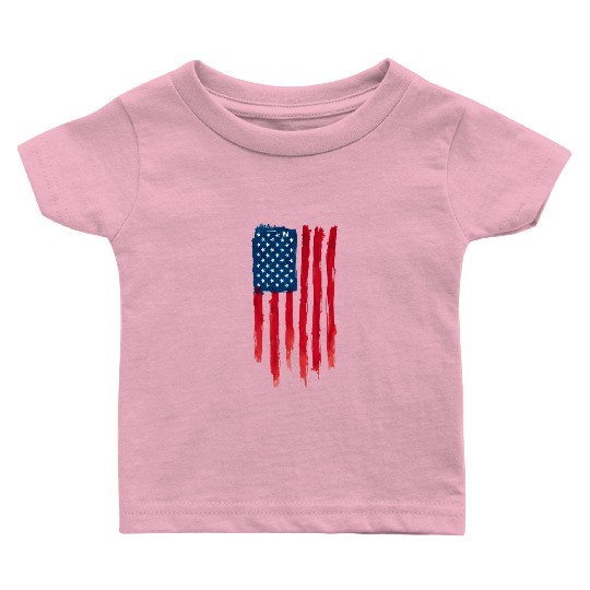 Watercolor American Flag Design Baby T Shirts