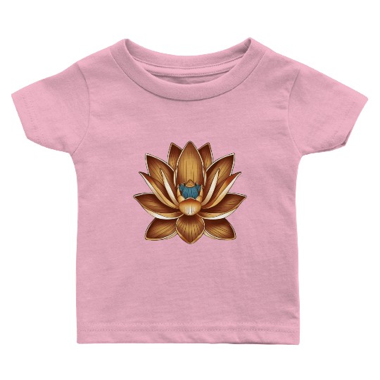 Artistic Lotus with Blue Accents Baby T Shirts