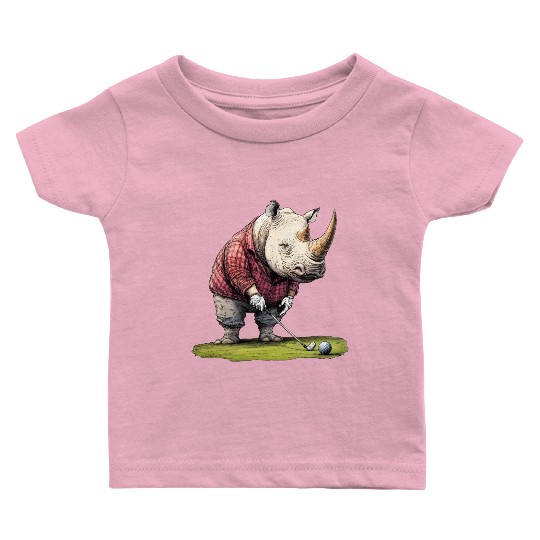 Rhinoceros Golfer / Golf Rhinoceros Baby T Shirts