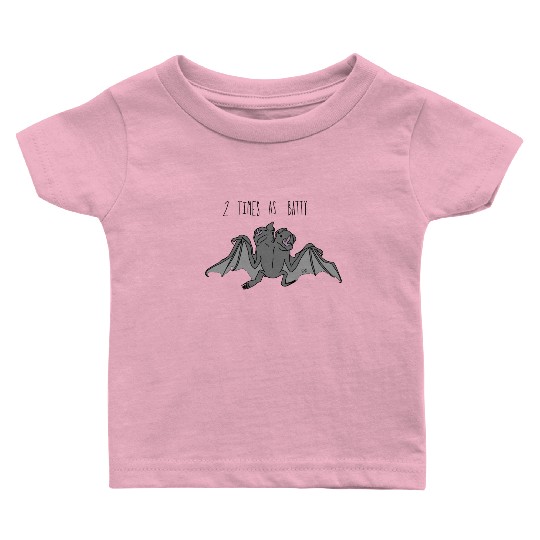 Whimsical Double Headed Bat Illustration Baby T Shirts