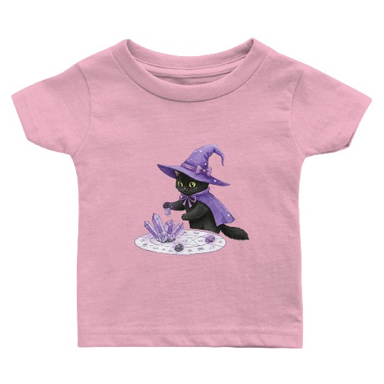 Enchanted Black Cat in Mystic Potion Baby T Shirts