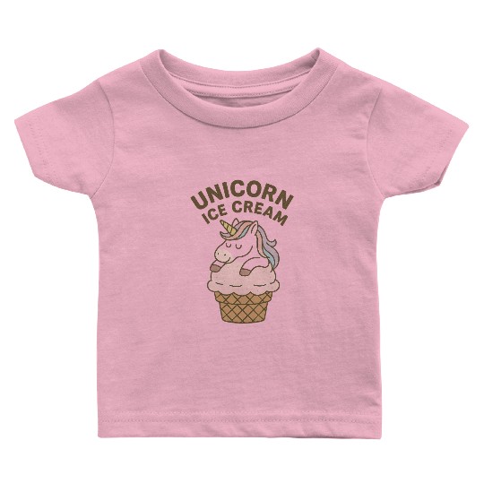 Unicorn Ice Cream Illustration Baby T Shirts