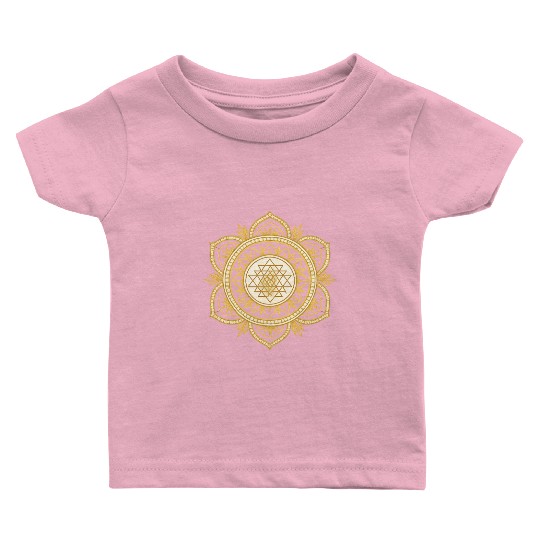 Golden Sacred Geometry Lotus Design Baby T Shirts