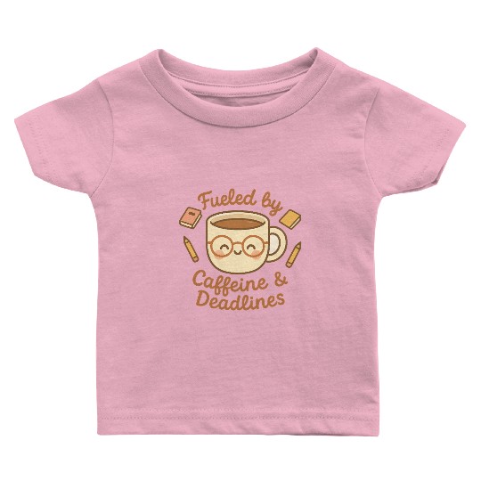 Caffeine & Deadlines Coffee Lover Design Baby T Shirts