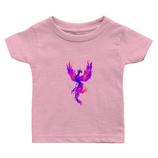 Vibrant Phoenix Illustration for Apparel Baby T Shirts