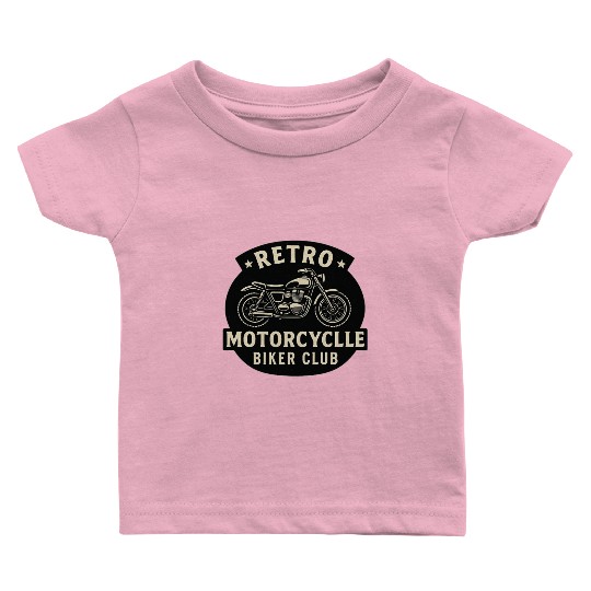 Retro Motorcycle Biker Club Emblem Baby T Shirts