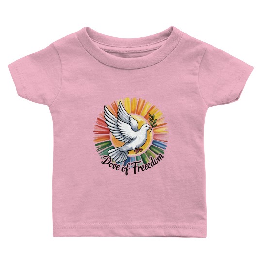 Peaceful Dove with Olive Branch Design Baby T Shirts