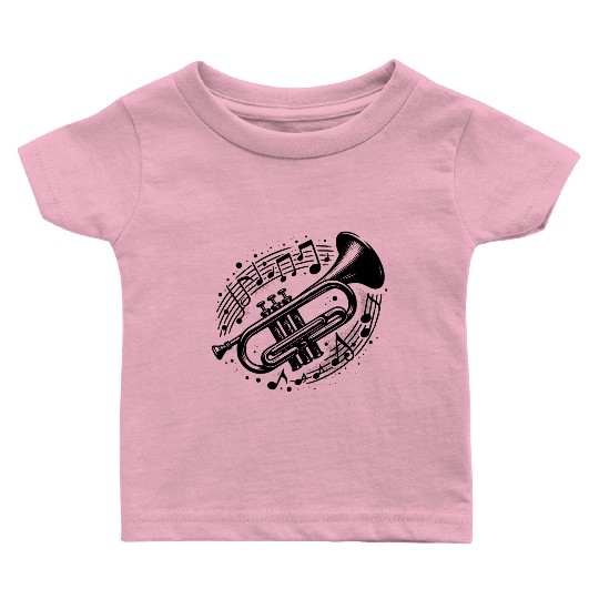 Trumpet Meets Musical Note Loud, Wild, Beautiful Baby T Shirts