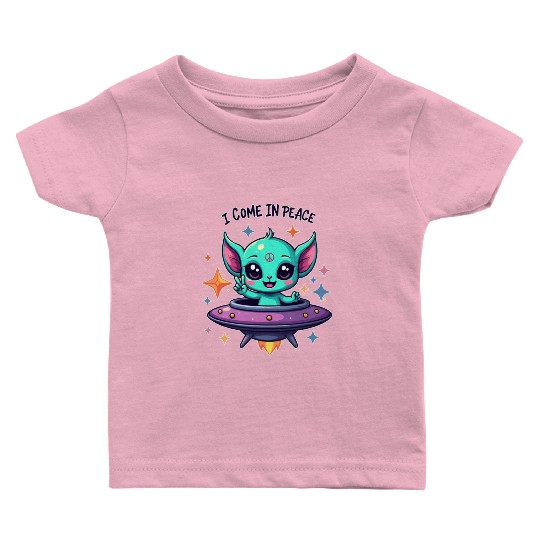 Peaceful  cute Alien- i come in peace Baby T Shirts