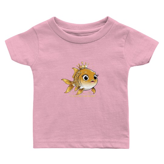 Regal Goldfish with Crown Illustration Baby T Shirts