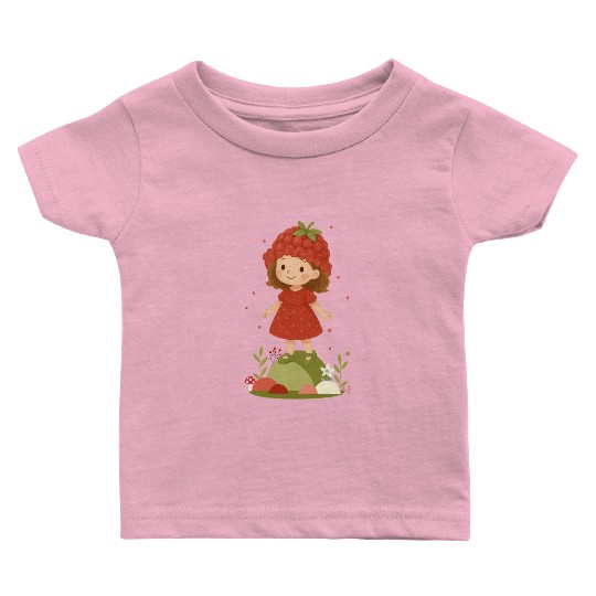 Cute Raspberry Girl Illustration Baby T Shirts