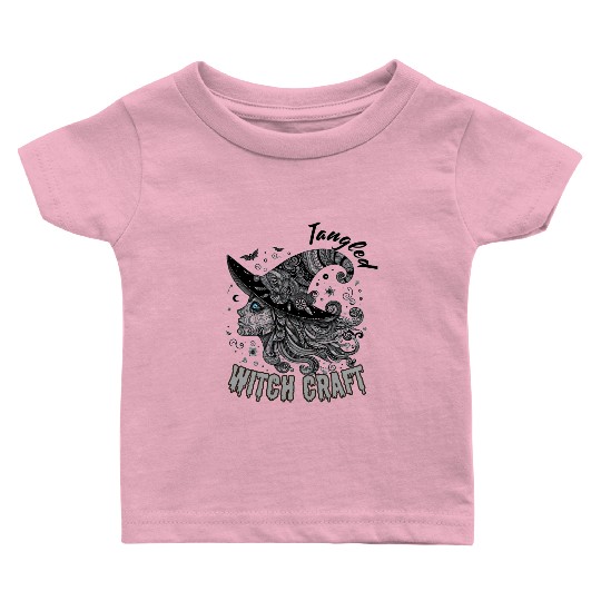 Tangled-in-Witchcraft–Halloween-Art-in-Enchanted Baby T Shirts