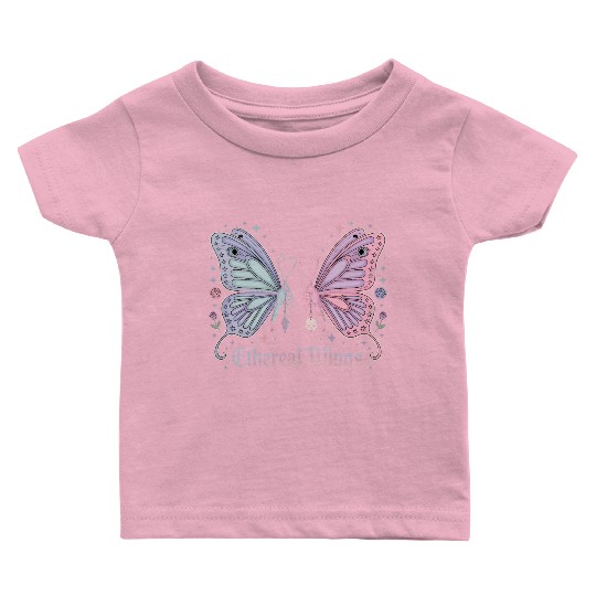 Pastel Goth Two Butterflies Aesthetic Gothic Desig Baby T Shirts