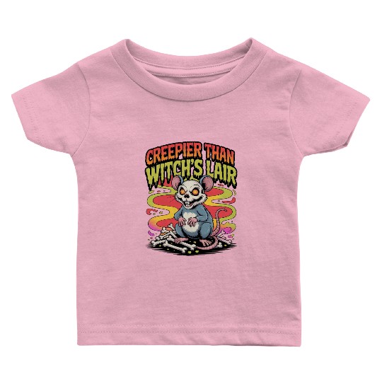 Creepy Mouse with Wicked Eyes Design Baby T Shirts