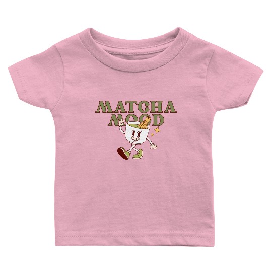 Matcha Mood Tea Cartoon Design  Baby T Shirts