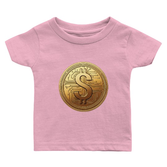 Golden Bitcoin Design Baby T Shirts