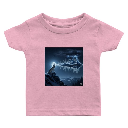 Mystic Mountain Wolf Sound Wave Baby T Shirts