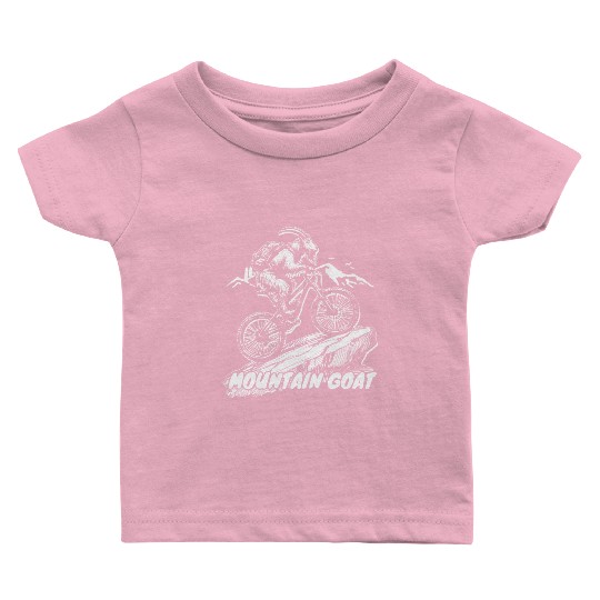 Mountain Goat on Bike Baby T Shirts