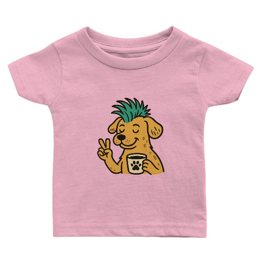 Peaceful Puppy with Green Hair Baby T Shirts