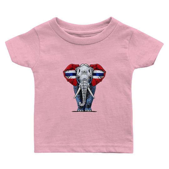 Thailand Elephant Red White Blue National Flag Cul Baby T Shirts