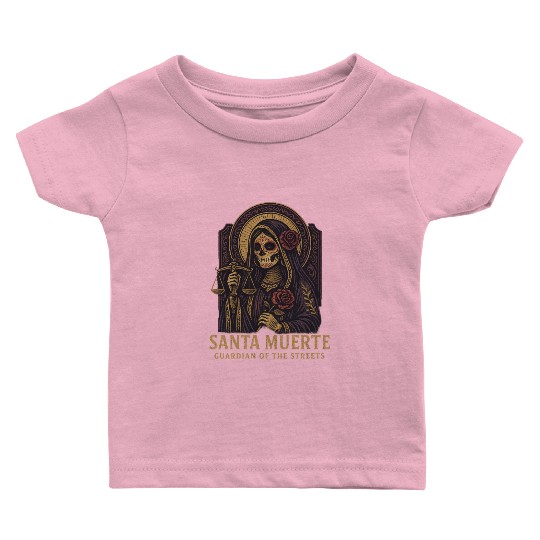 Santa Muerte – Mexican Folk Art Streetwear Baby T Shirts