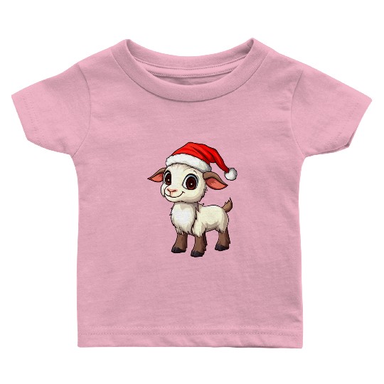 Festive Christmas Goat Cartoon Design Baby T Shirts