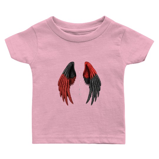 Red and Black Angel Wings Illustration Baby T Shirts