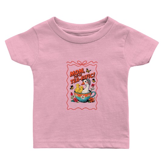 Motherly Swan and Ducklings Tea Humor Baby T Shirts