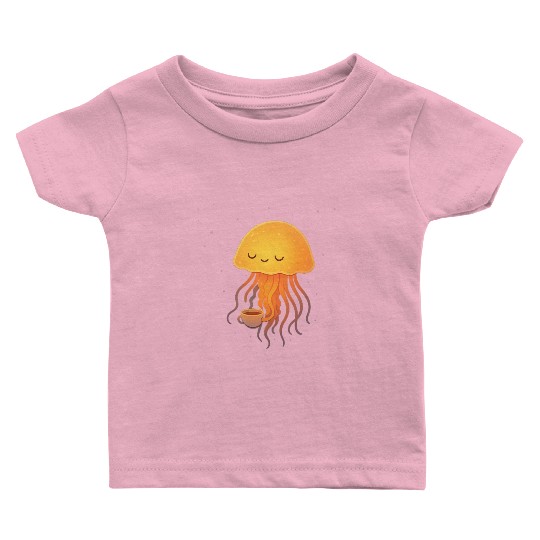 Whimsical Jellyfish Coffee Embrace Baby T Shirts