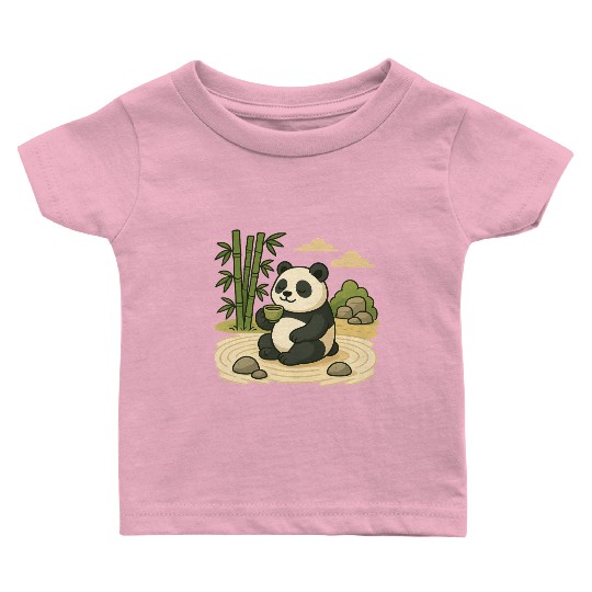 Serene Panda in Bamboo Garden Baby T Shirts