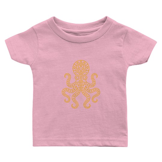 Elegant Mandala Octopus Illustration Baby T Shirts