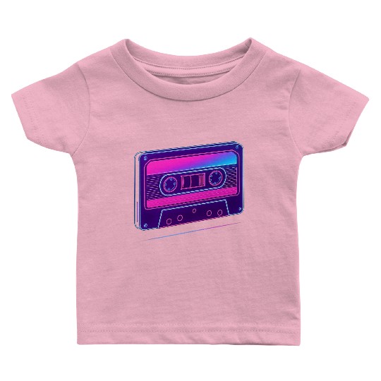 Neon Cassette Tape Retro Design Baby T Shirts