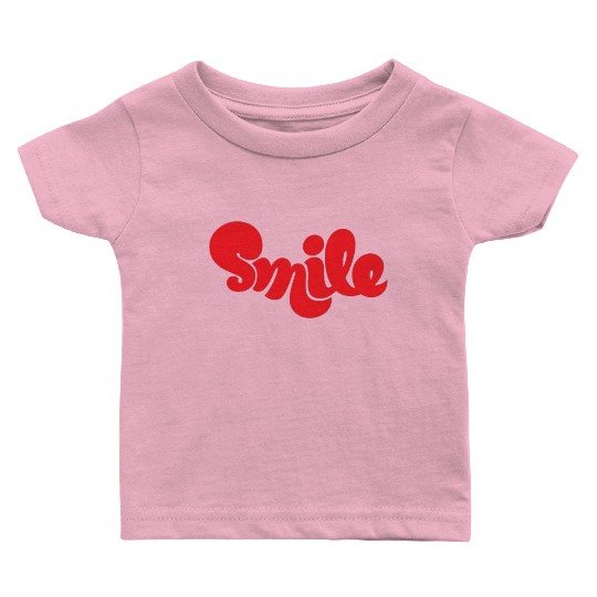 Vibrant Red Smile Typography Design Baby T Shirts