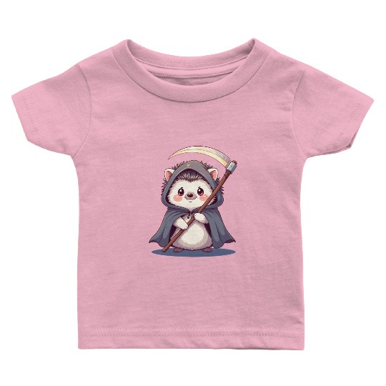 Cute Hooded Hedgehog with Scythe Baby T Shirts