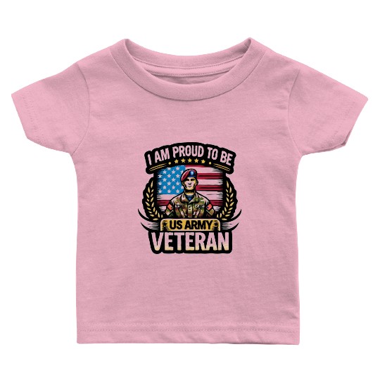 Proud US Army Vet Emblem Baby T Shirts