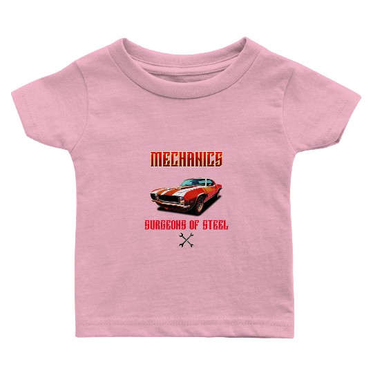 Muscle Car and Steel Mechanics Design Baby T Shirts