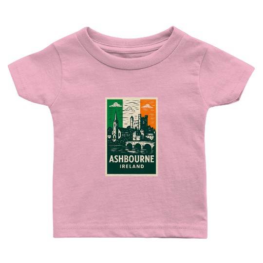 Irish Villagescape with Castle and Church Baby T Shirts
