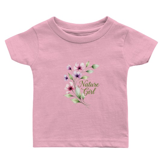 Floral Blossom Nature Girl Design Baby T Shirts