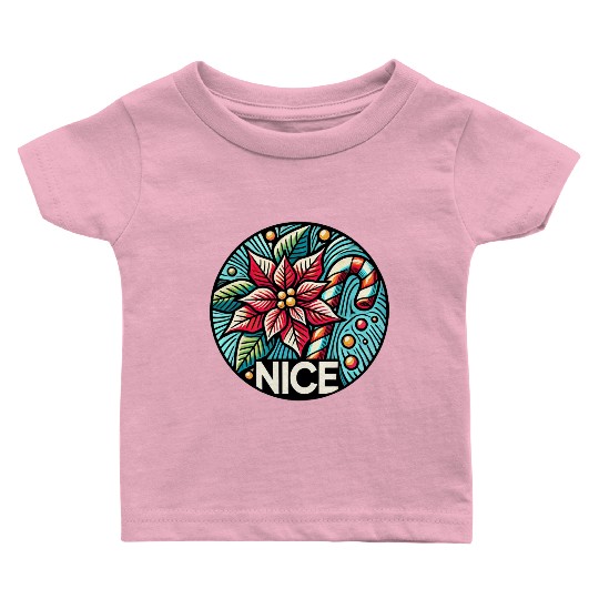 Festive Poinsettia Holiday Patch Baby T Shirts