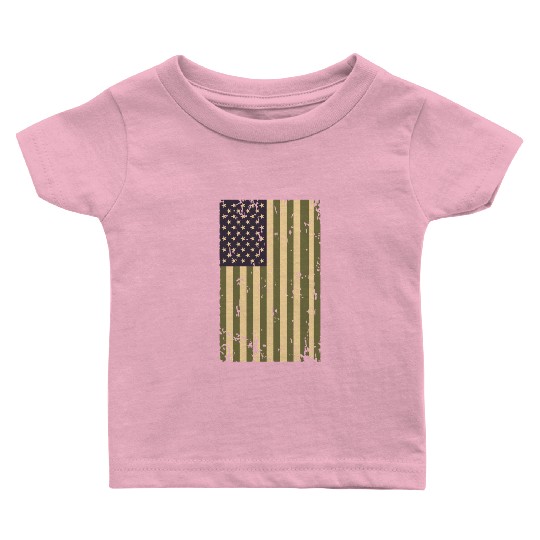 Camouflage US Flag Baby T Shirts