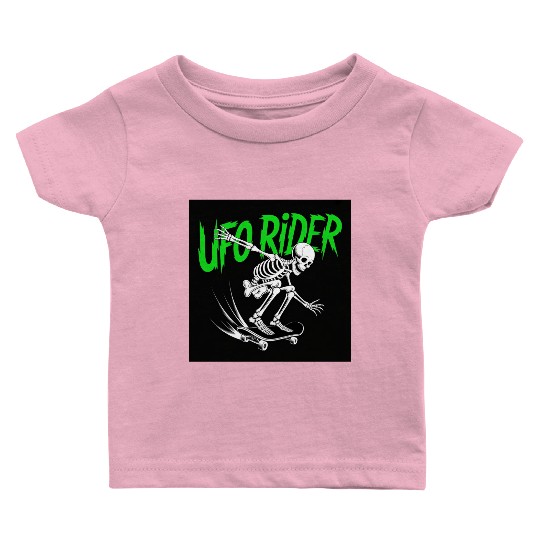 UFO Skeleton Skateboard Design Baby T Shirts