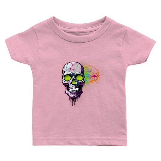 Neon Graffiti Skull Artwork Baby T Shirts