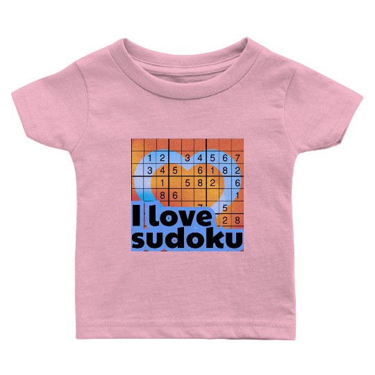 I Love Sudoku – Heart & 9x9 Number Puzzle Grid Baby T Shirts