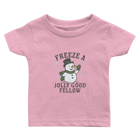 Frosty Snowman Jolly Greeting Design Baby T Shirts