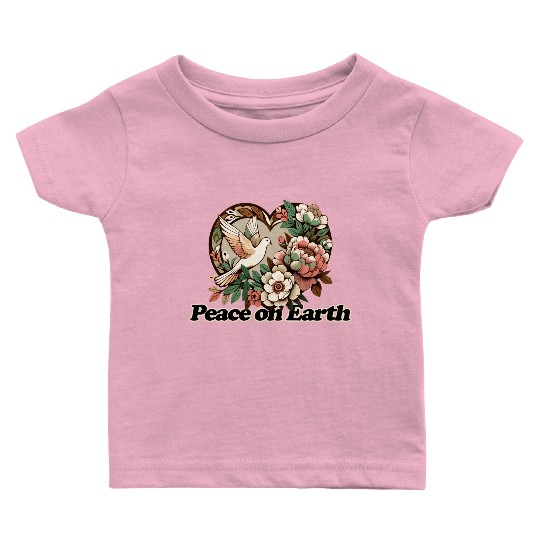 Peaceful Dove Heart Floral Design Baby T Shirts